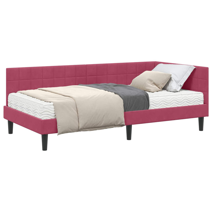 Hoekbedframe met Matras met hoofdeinde 2 pcs Groen Fluweel
