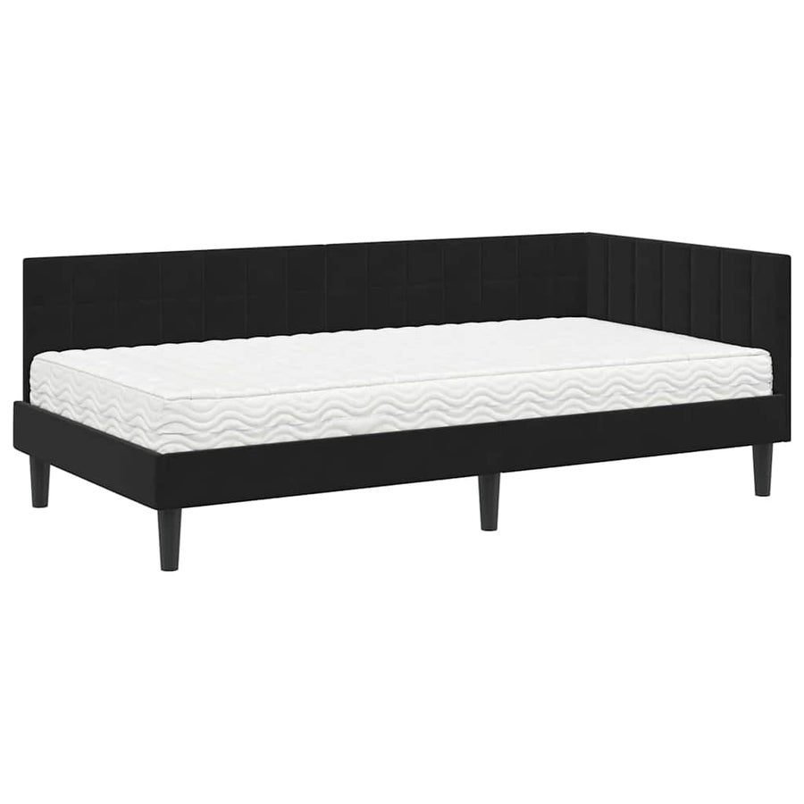 Hoekbedframe met Matras met hoofdeinde 2 pcs Zwart Fluweel