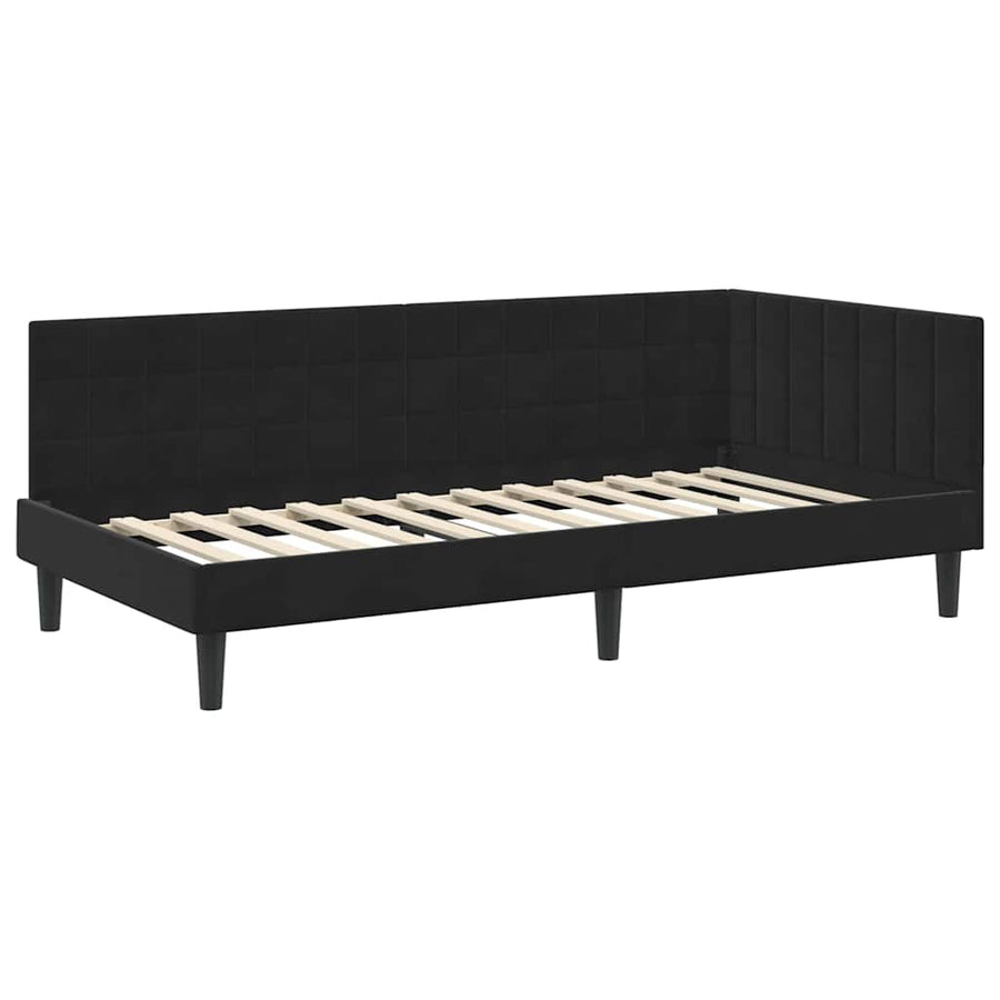 Hoekbedframe met Matras met hoofdeinde 2 pcs Zwart Fluweel