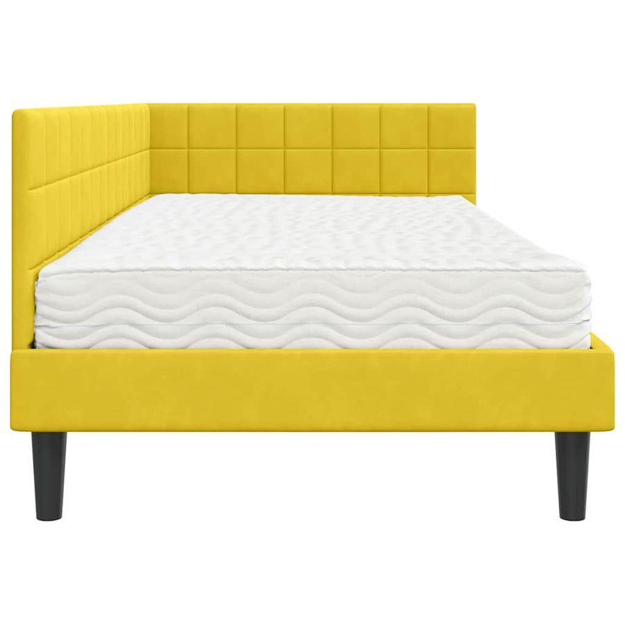 Hoekbedframe met Matras met hoofdeinde 2 pcs Geel Fluweel