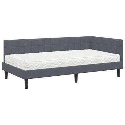 Hoekbedframe met Matras met hoofdeinde 2 pcs Grijs Fluweel