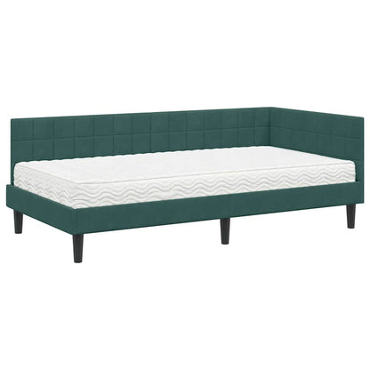 Hoekbedframe met Matras met hoofdeinde 2 pcs Groen Fluweel