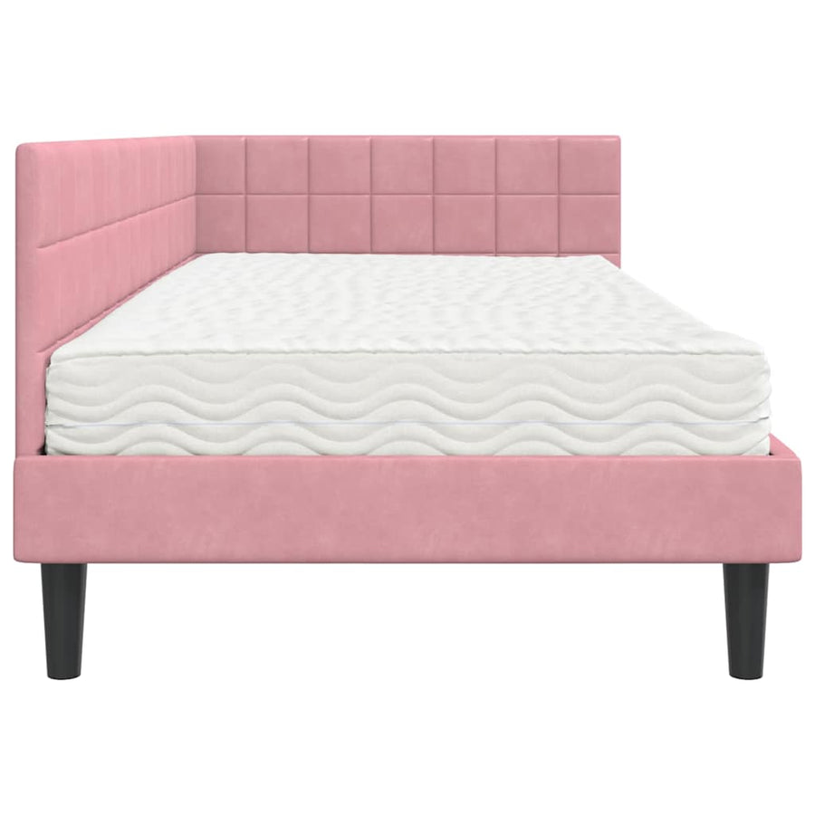 Hoekbedframe met Matras met hoofdeinde 2 pcs Grijs Fluweel