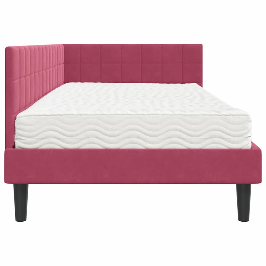 Hoekbedframe met Matras met hoofdeinde 2 pcs Groen Fluweel