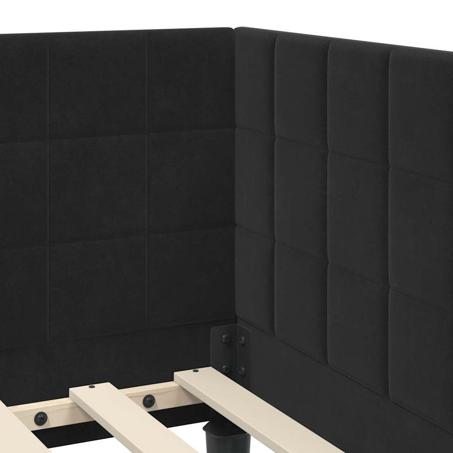 Hoekbedframe met Matras met hoofdeinde 2 pcs Zwart Fluweel