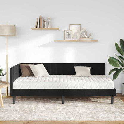 Hoekbedframe met Matras met hoofdeinde 2 pcs Zwart Fluweel