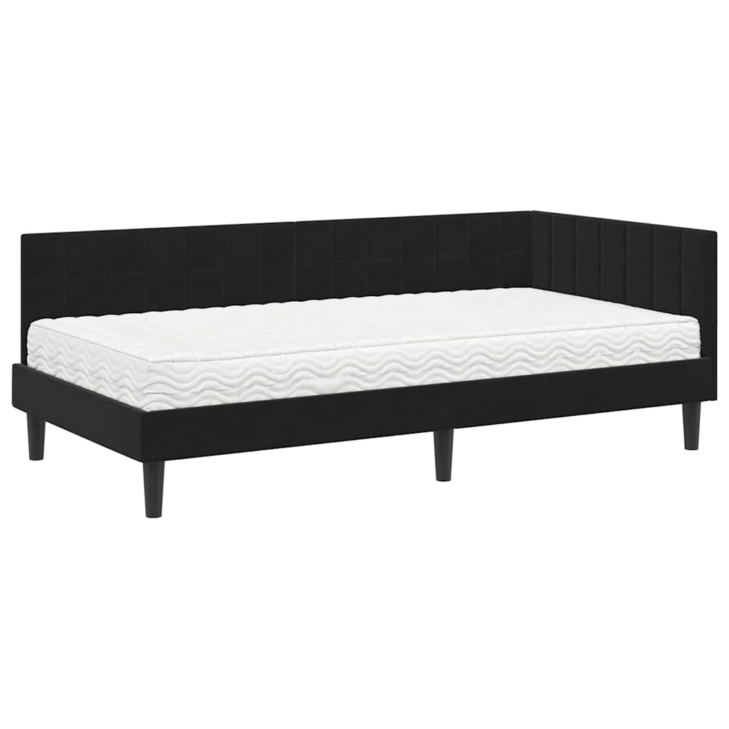 Hoekbedframe met Matras met hoofdeinde 2 pcs Zwart Fluweel