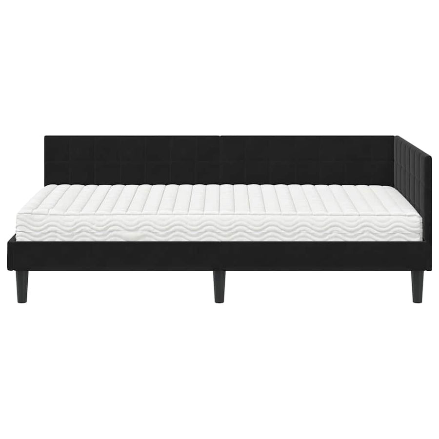 Hoekbedframe met Matras met hoofdeinde 2 pcs Zwart Fluweel