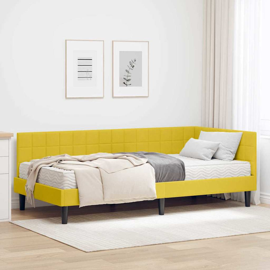 Hoekbedframe met Matras met hoofdeinde 2 pcs Geel Fluweel