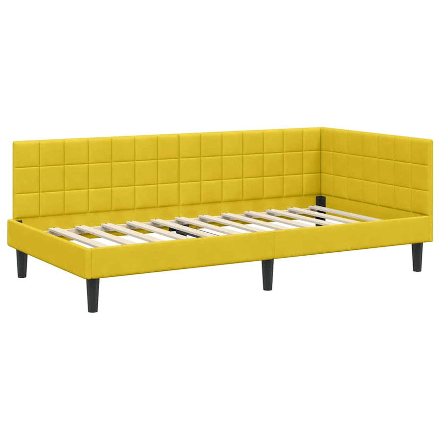 Hoekbedframe met Matras met hoofdeinde 2 pcs Geel Fluweel