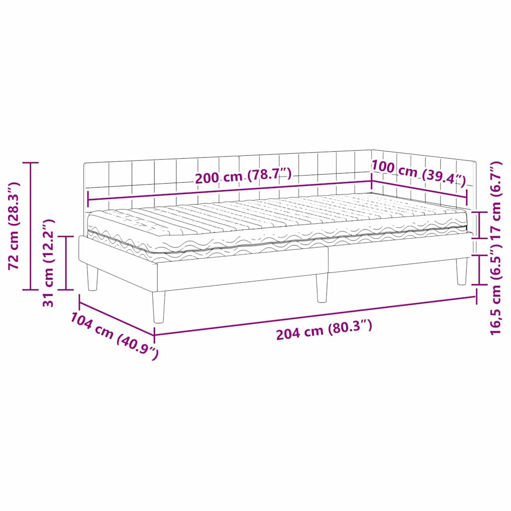 Hoekbedframe met Matras met hoofdeinde 2 pcs Turquoise Fluweel