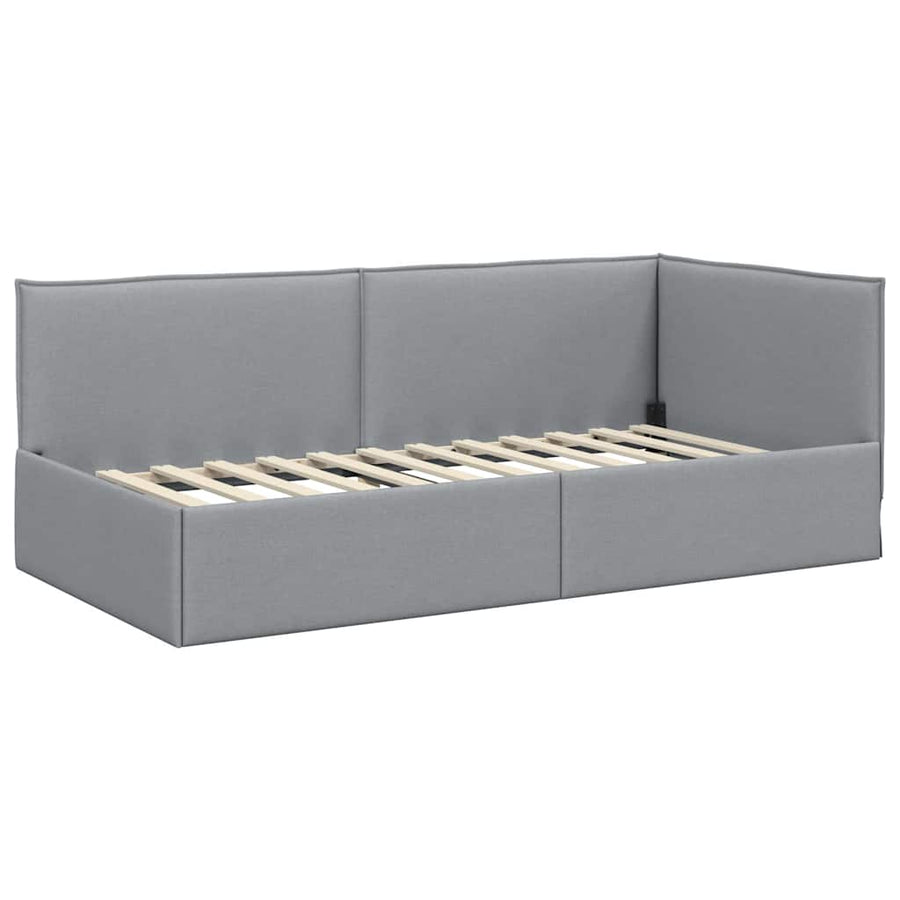 Hoekbedframe met Matras met hoofdeinde 2 pcs Lichtgrijs Fluweel
