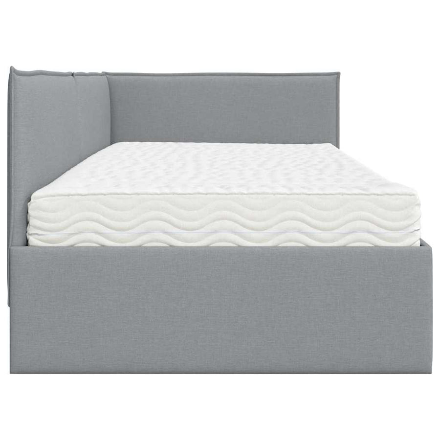 Hoekbedframe met Matras met hoofdeinde 2 pcs Lichtgrijs Fluweel