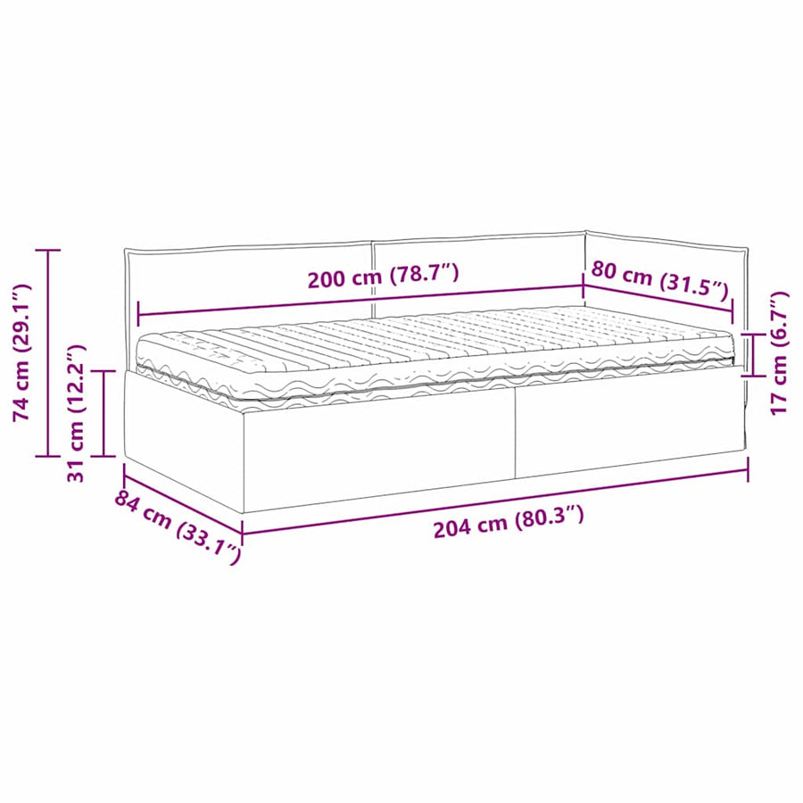 Hoekbedframe met Matras met hoofdeinde 2 pcs Lichtgrijs Fluweel