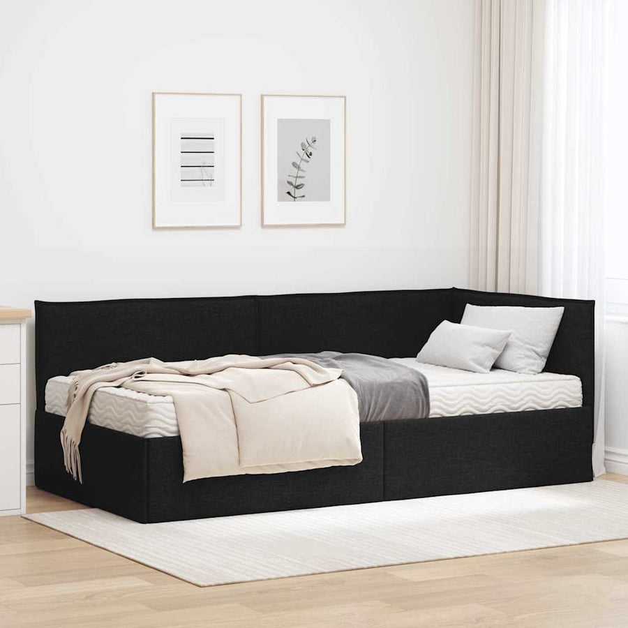 Hoekbedframe met Matras met hoofdeinde 2 pcs Groen Fluweel
