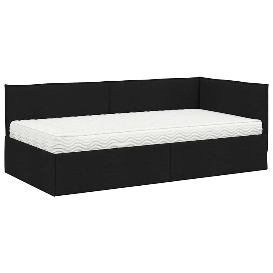 Hoekbedframe met Matras met hoofdeinde 2 pcs Groen Fluweel