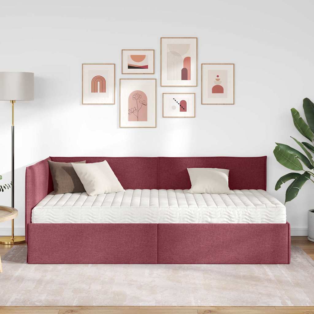 Hoekbedframe met Matras met hoofdeinde 2 pcs Grijs Fluweel