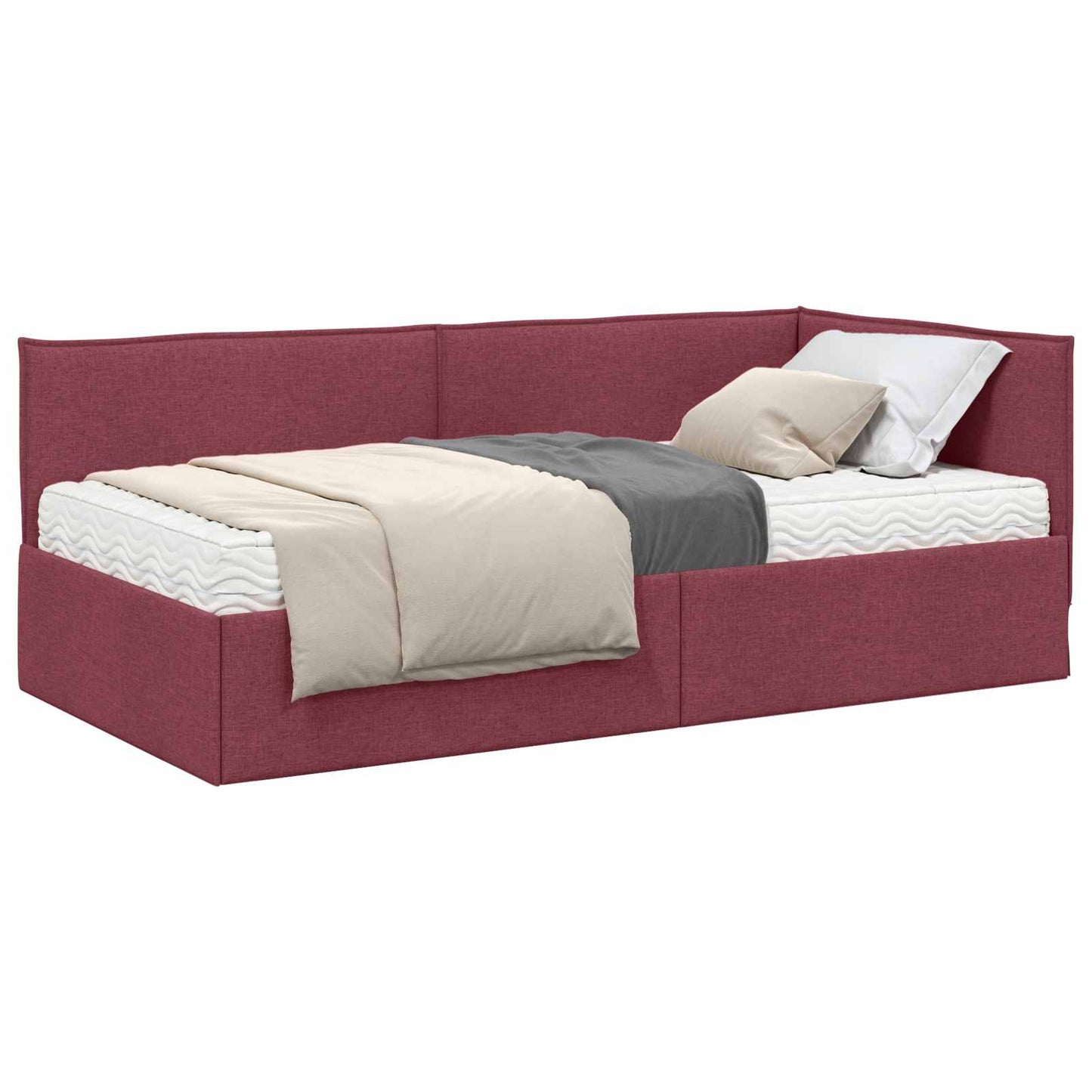 Hoekbedframe met Matras met hoofdeinde 2 pcs Grijs Fluweel