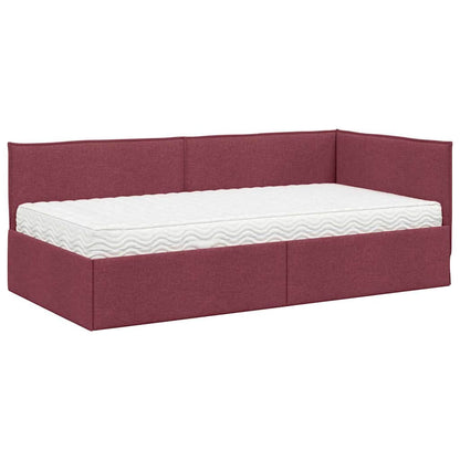 Hoekbedframe met Matras met hoofdeinde 2 pcs Grijs Fluweel