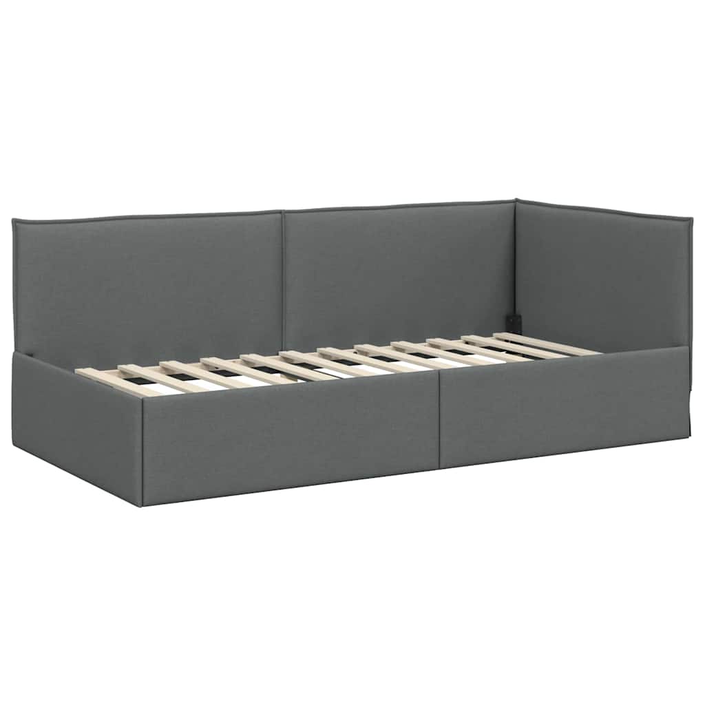 Hoekbedframe met Matras 2 st Donkergrijs 90 x 190 cm Fluweel