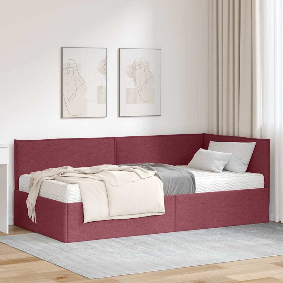 Hoekbedframe met Matras met hoofdeinde 2 pcs Grijs Fluweel