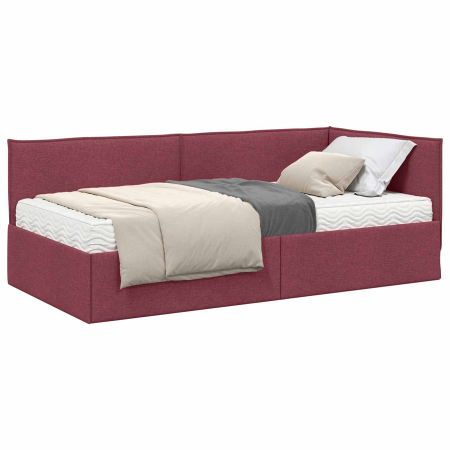Hoekbedframe met Matras met hoofdeinde 2 pcs Grijs Fluweel