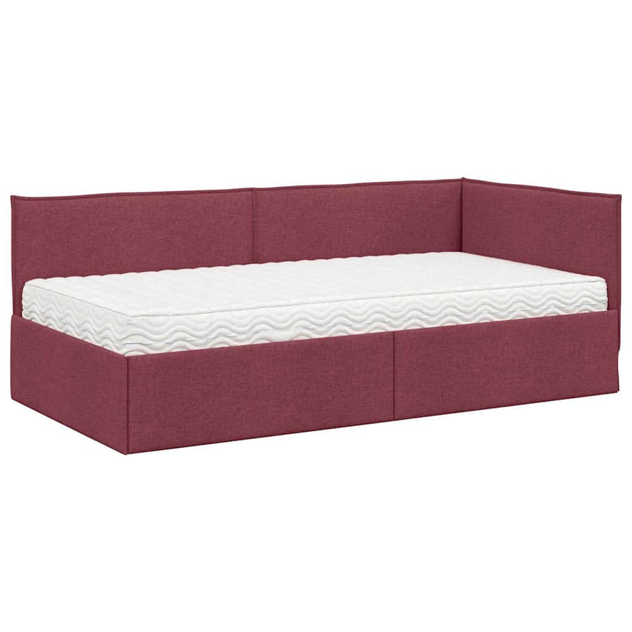 Hoekbedframe met Matras met hoofdeinde 2 pcs Grijs Fluweel
