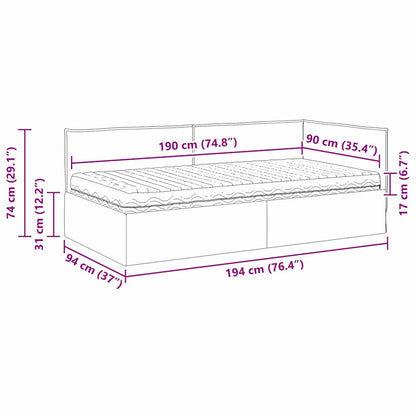 Hoekbedframe met Matras met hoofdeinde 2 pcs Grijs Fluweel