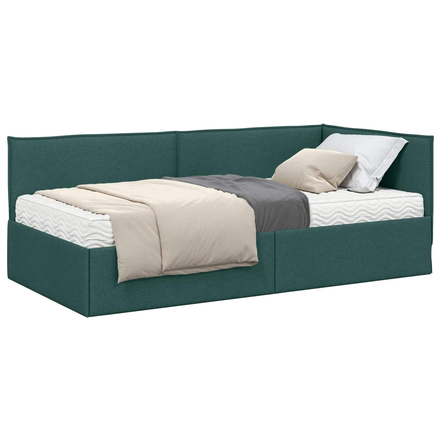 Hoekbedframe met Matras met hoofdeinde 2 pcs Groen Fluweel