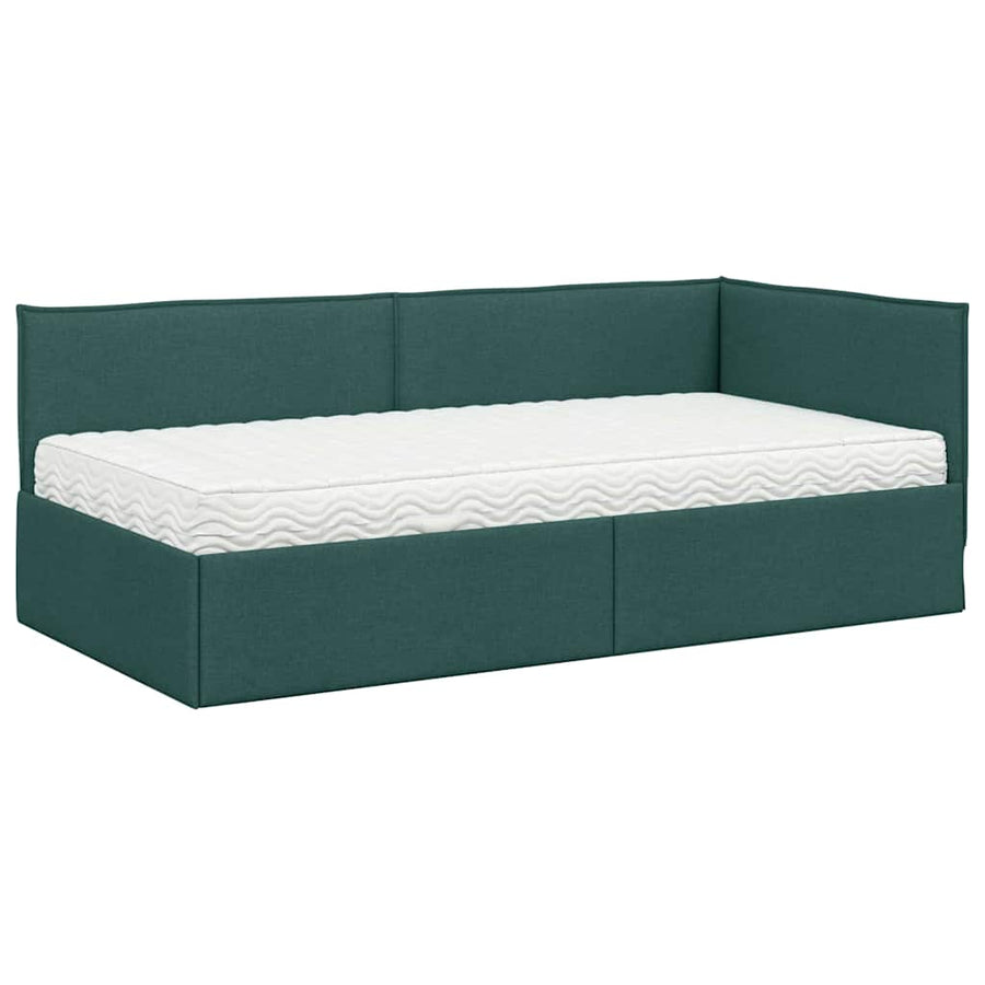 Hoekbedframe met Matras met hoofdeinde 2 pcs Groen Fluweel