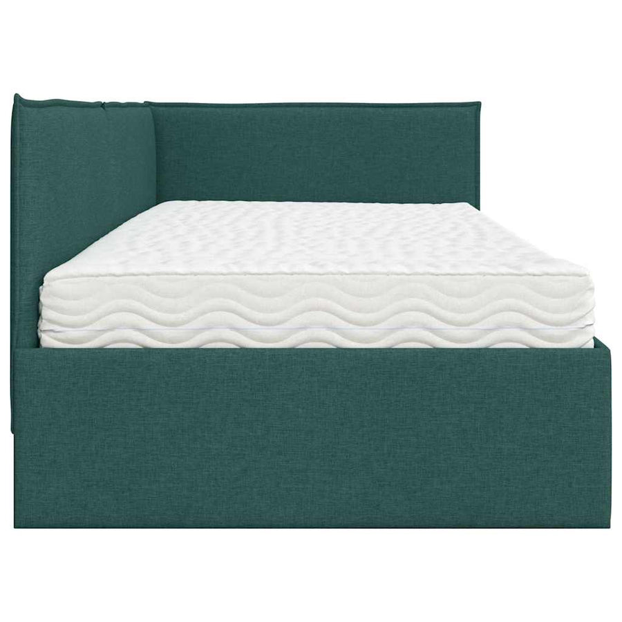 Hoekbedframe met Matras met hoofdeinde 2 pcs Groen Fluweel