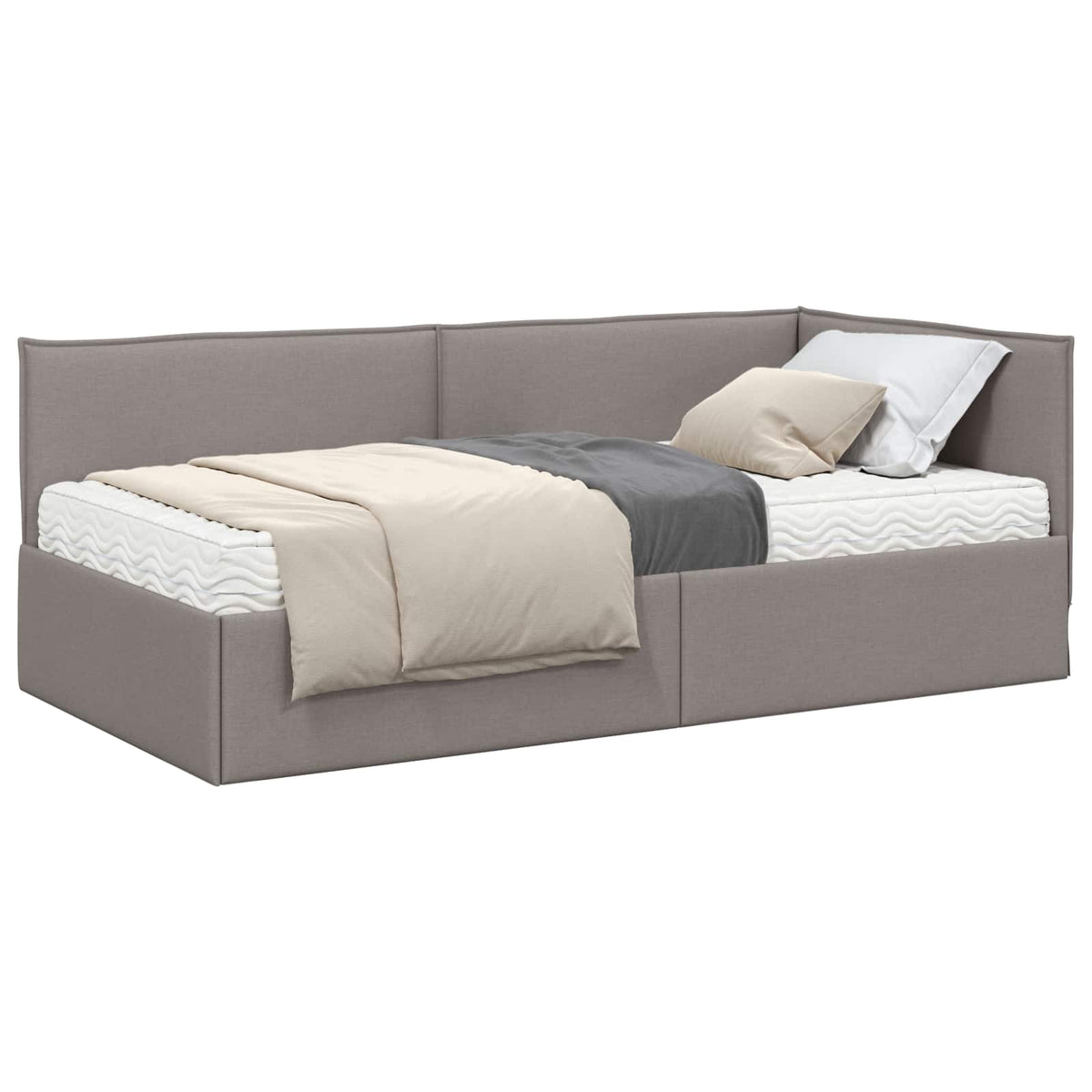 Hoekbedframe met Matras 2 st Taupe 90 x 190 cm Fluweel