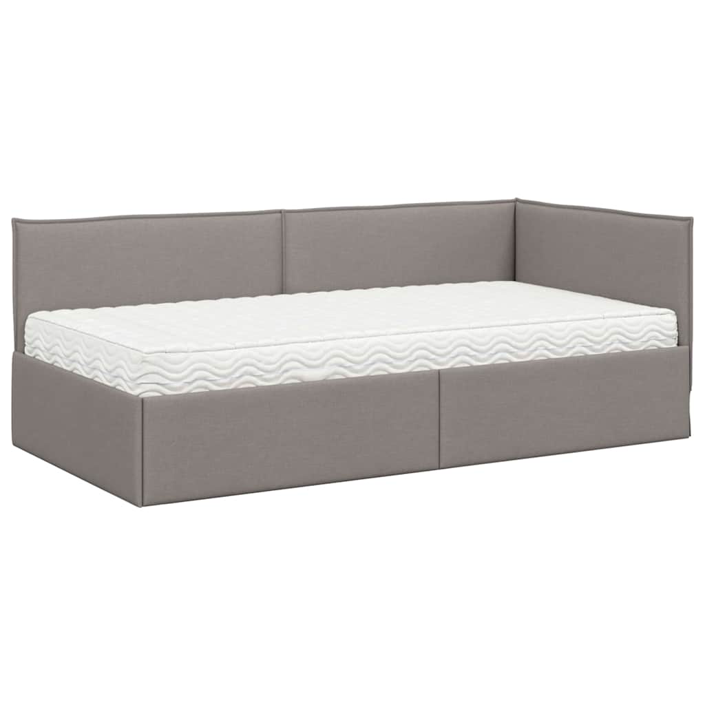 Hoekbedframe met Matras 2 st Taupe 90 x 190 cm Fluweel