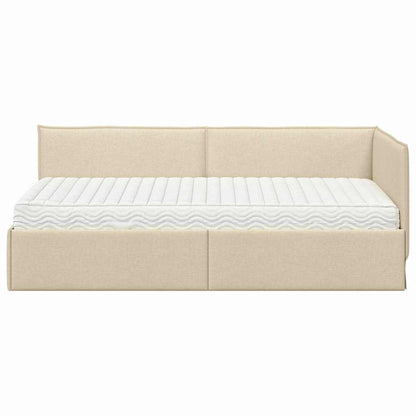 Hoekbedframe met Matras met hoofdeinde 2 pcs Crème Fluweel