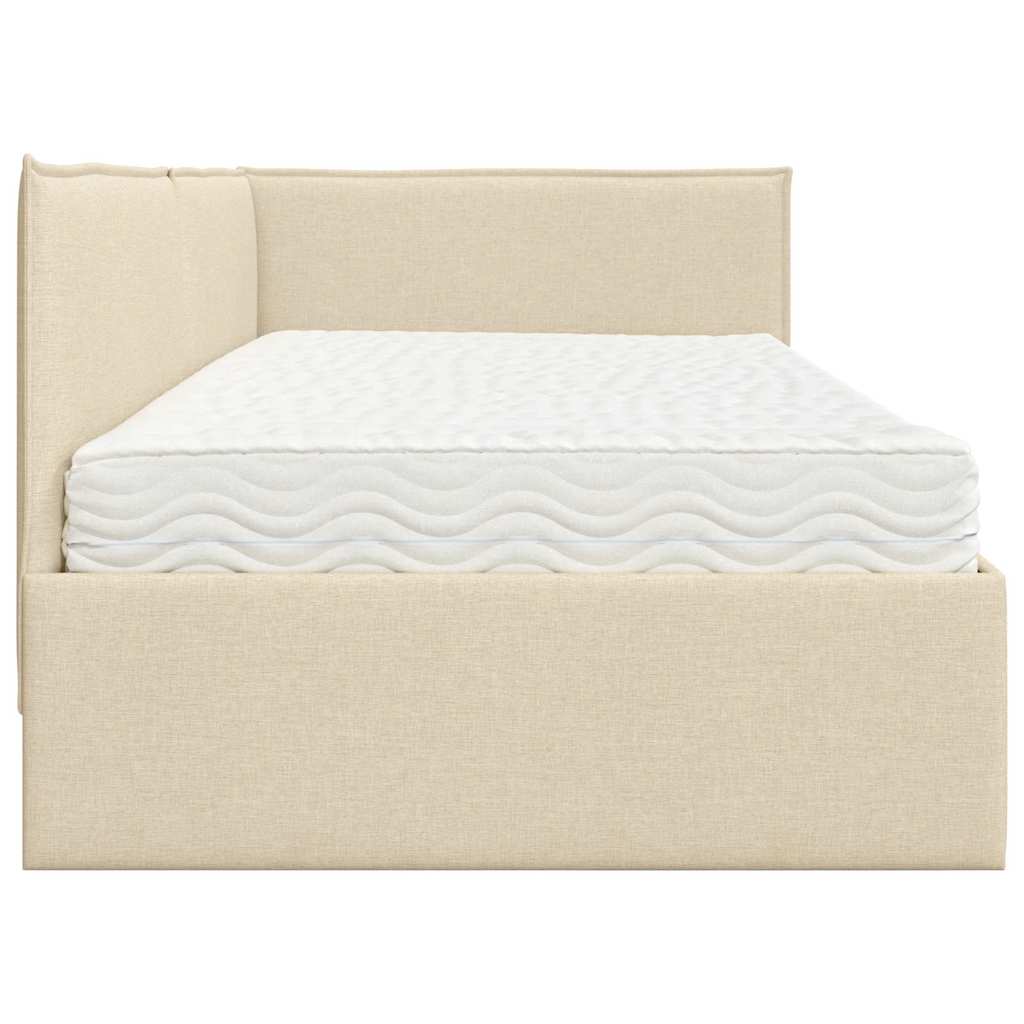 Hoekbedframe met Matras met hoofdeinde 2 pcs Crème Fluweel