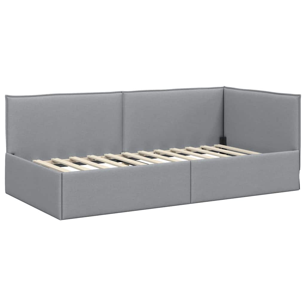 Hoekbedframe met Matras met hoofdeinde 2 pcs Lichtgrijs Fluweel