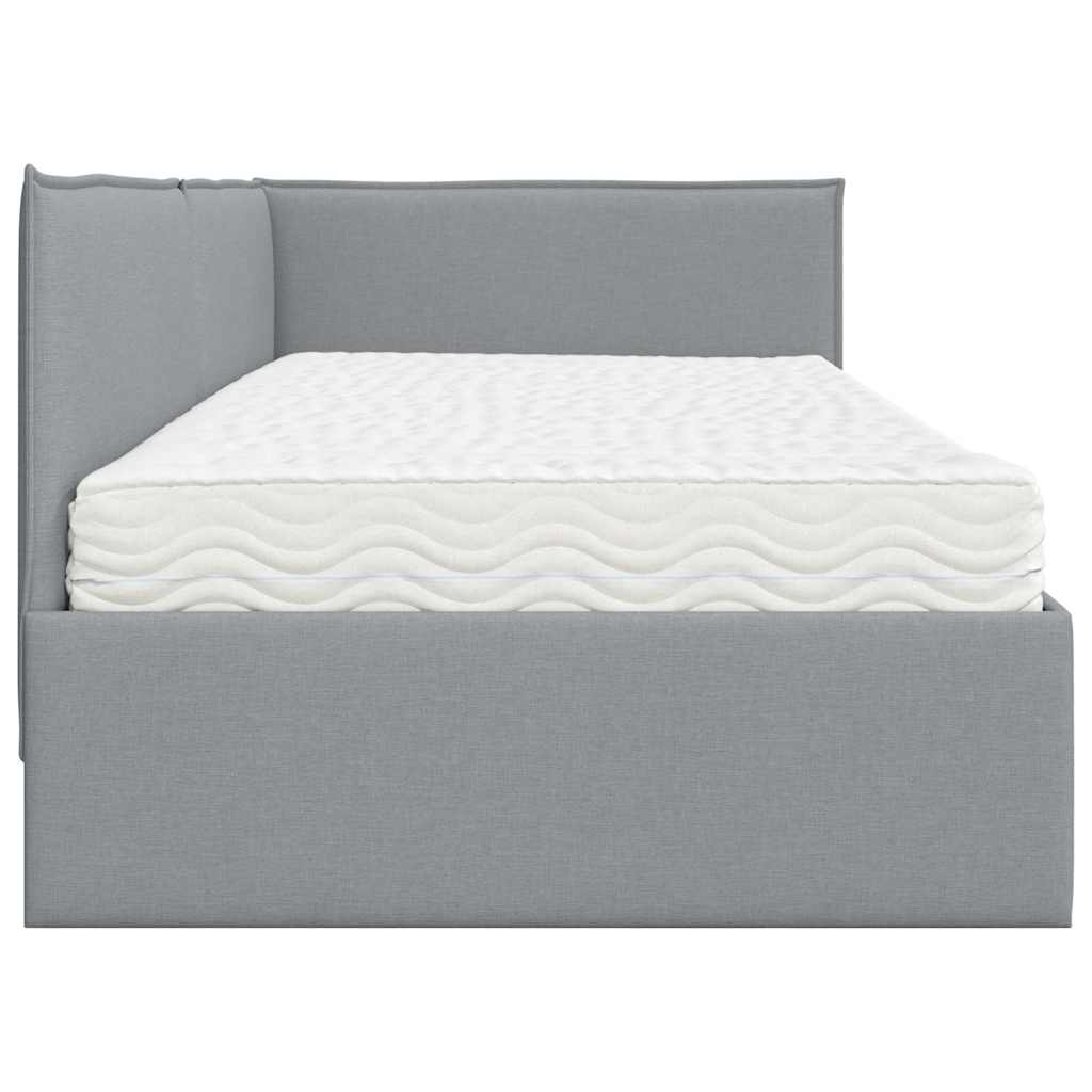 Hoekbedframe met Matras met hoofdeinde 2 pcs Lichtgrijs Fluweel