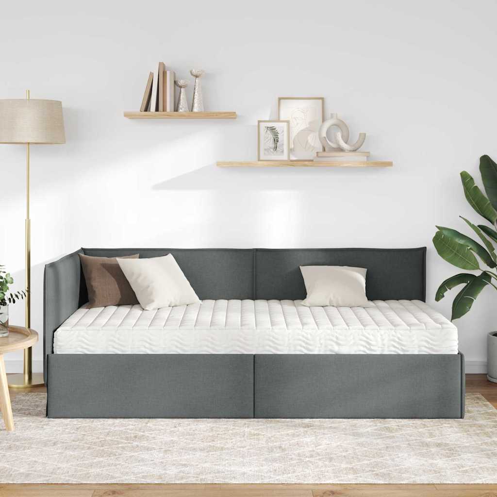 Hoekbedframe met Matras met hoofdeinde 2 st Grijs Fluweel