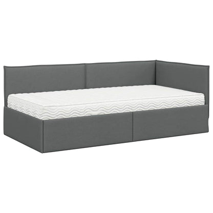 Hoekbedframe met Matras met hoofdeinde 2 st Grijs Fluweel