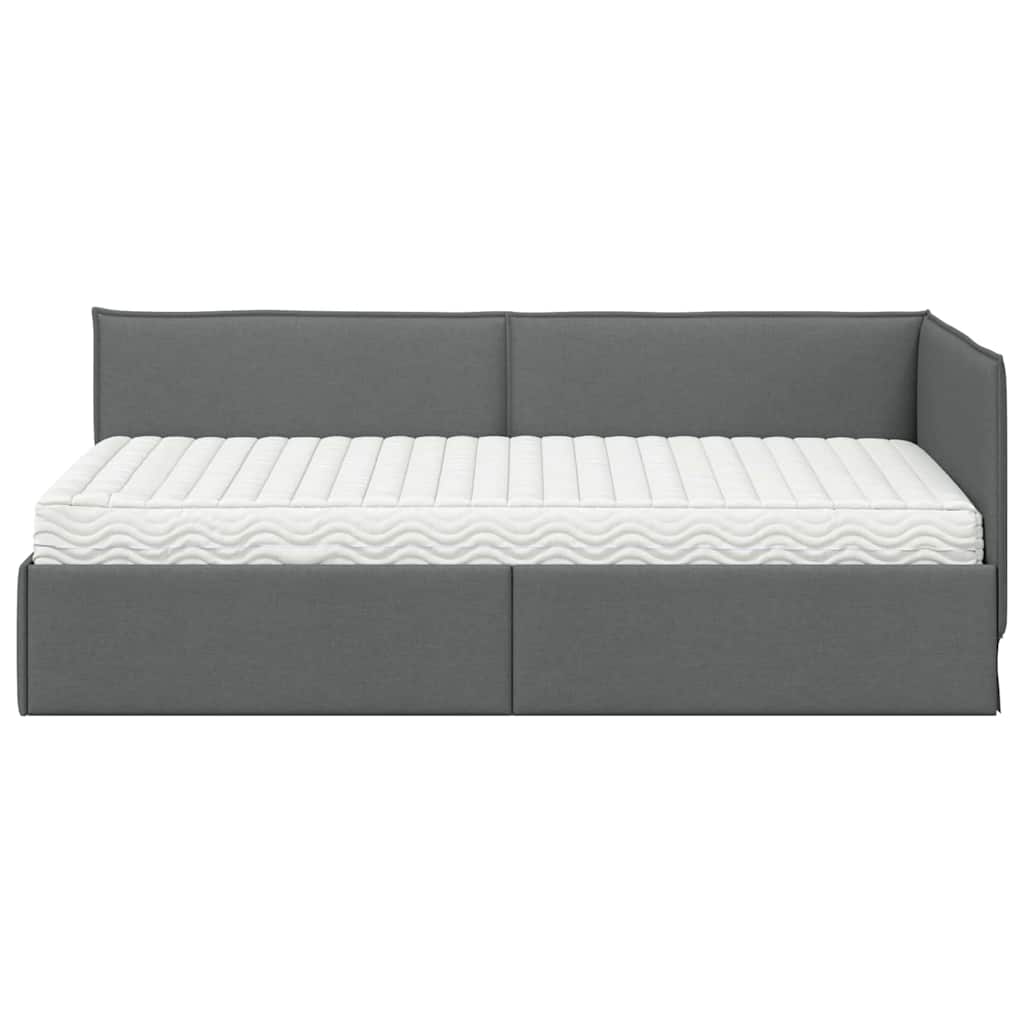 Hoekbedframe met Matras met hoofdeinde 2 st Grijs Fluweel