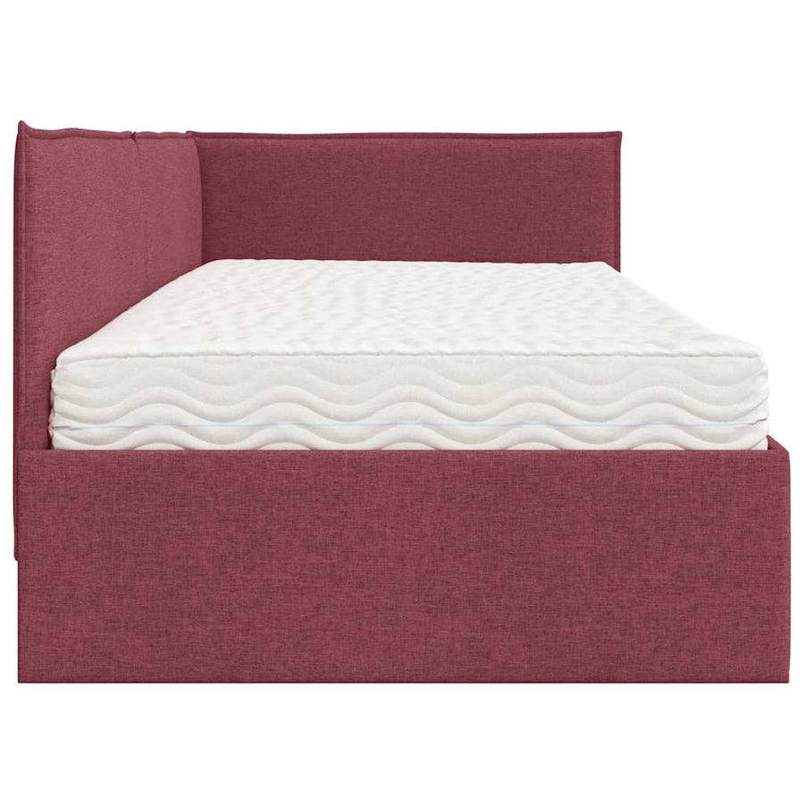Hoekbedframe met Matras met hoofdeinde 2 pcs Grijs Fluweel