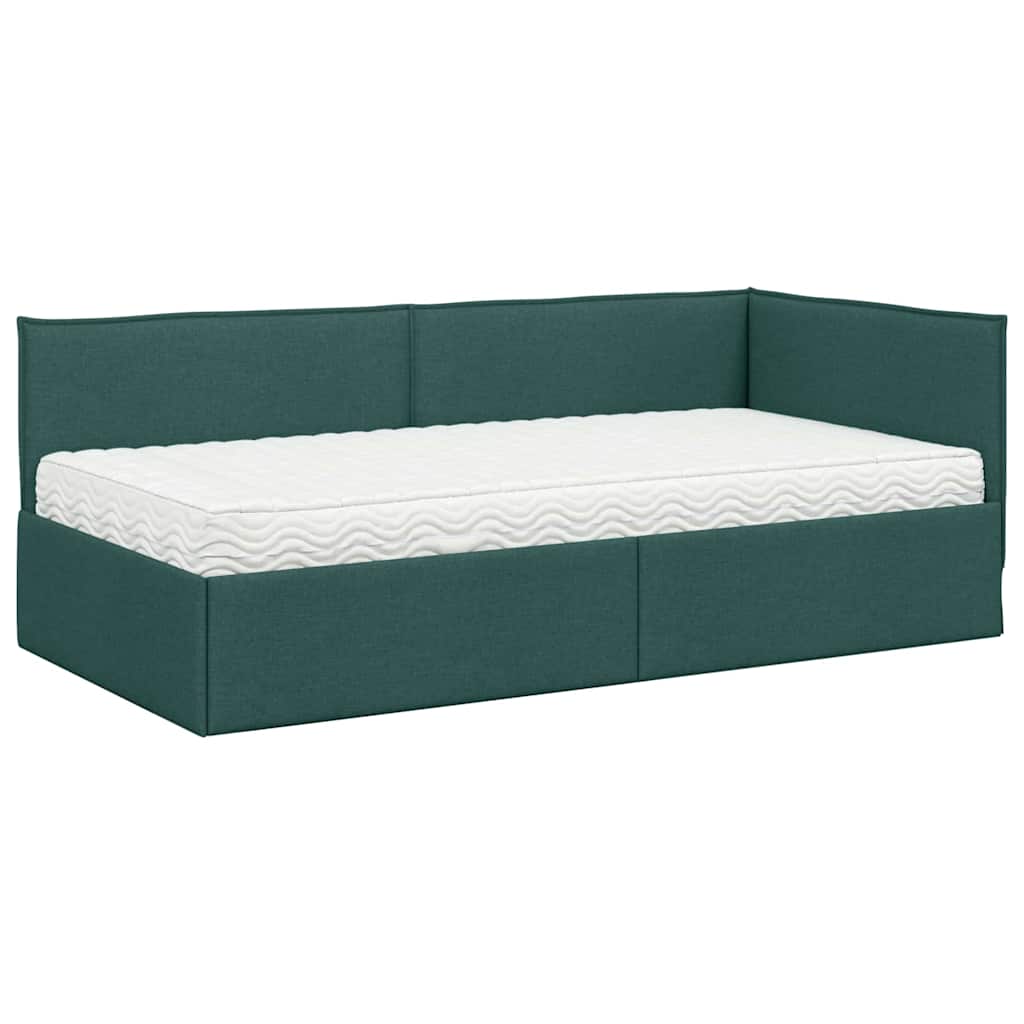 Hoekbedframe met Matras met hoofdeinde 2 pcs Groen Fluweel
