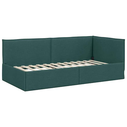Hoekbedframe met Matras met hoofdeinde 2 pcs Groen Fluweel