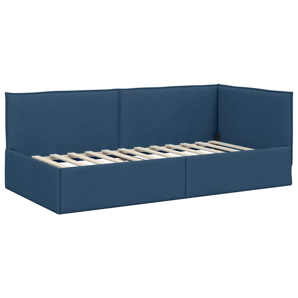 Hoekbedframe met Matras met hoofdeinde 2 st Blauw Fluweel