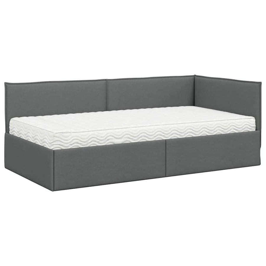 Hoekbedframe met Matras met hoofdeinde 2 pcs Grijs Fluweel