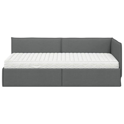 Hoekbedframe met Matras met hoofdeinde 2 pcs Grijs Fluweel