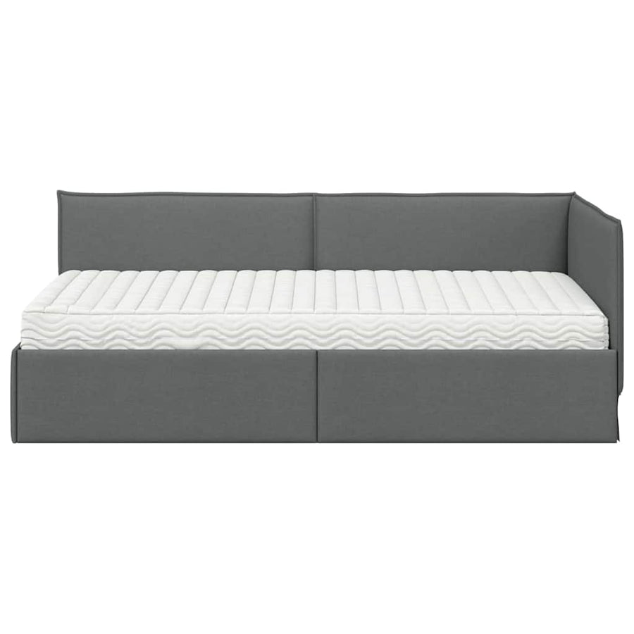 Hoekbedframe met Matras met hoofdeinde 2 pcs Grijs Fluweel