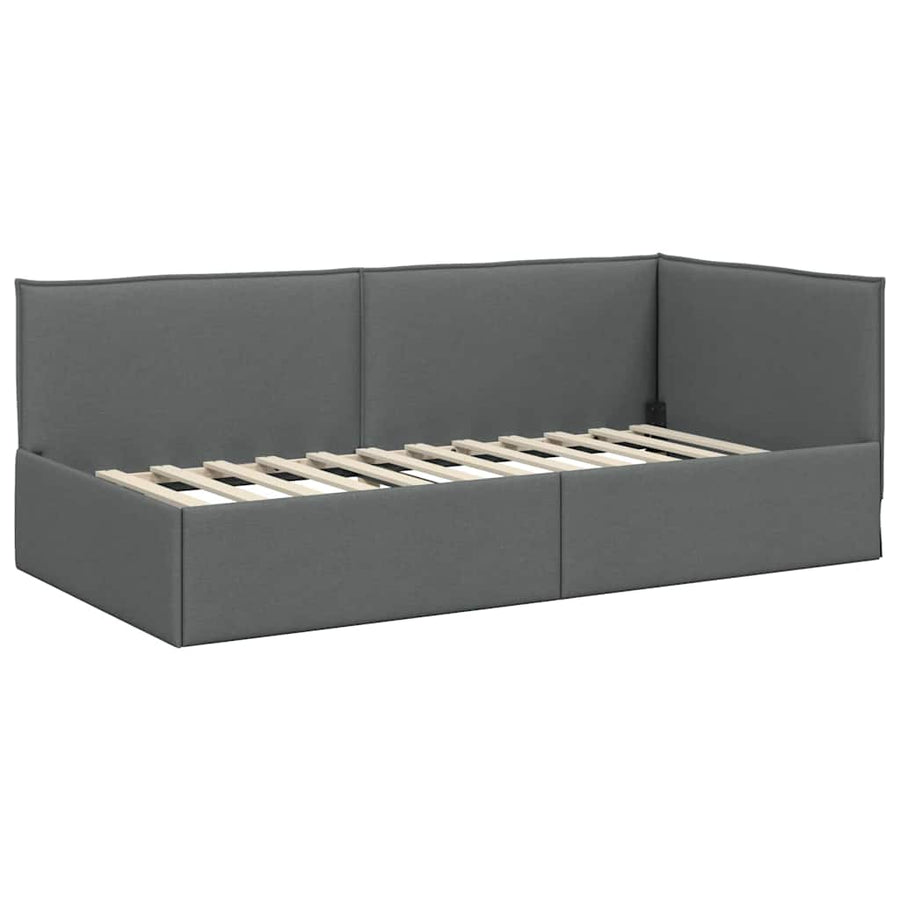 Hoekbedframe met Matras met hoofdeinde 2 pcs Grijs Fluweel