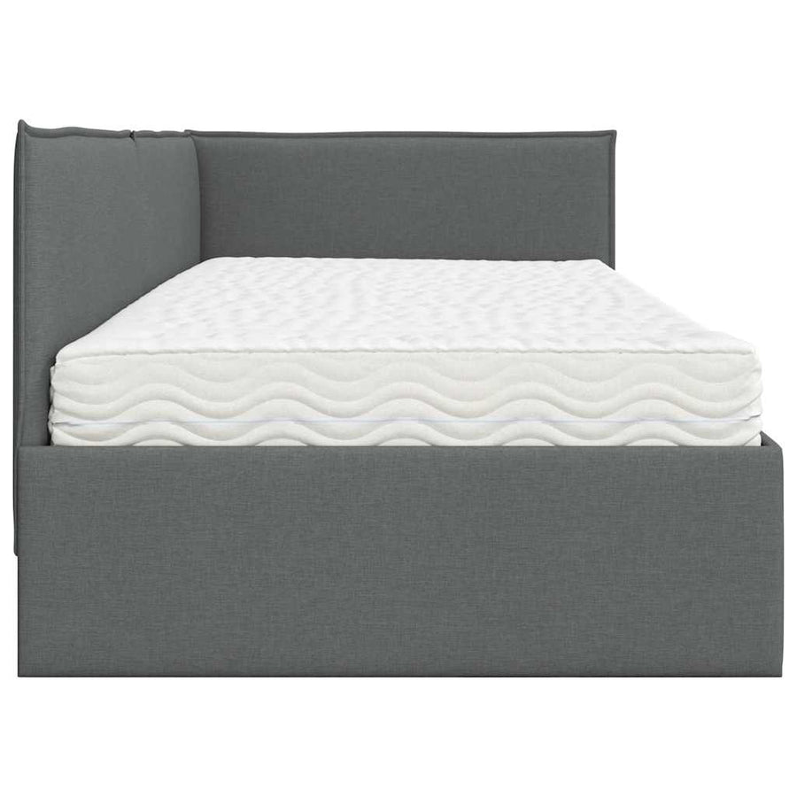 Hoekbedframe met Matras met hoofdeinde 2 pcs Grijs Fluweel