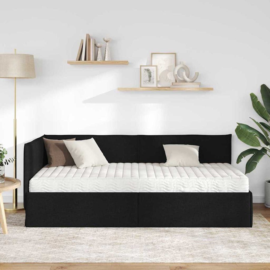 Hoekbedframe met Matras met hoofdeinde 2 pcs Groen Fluweel